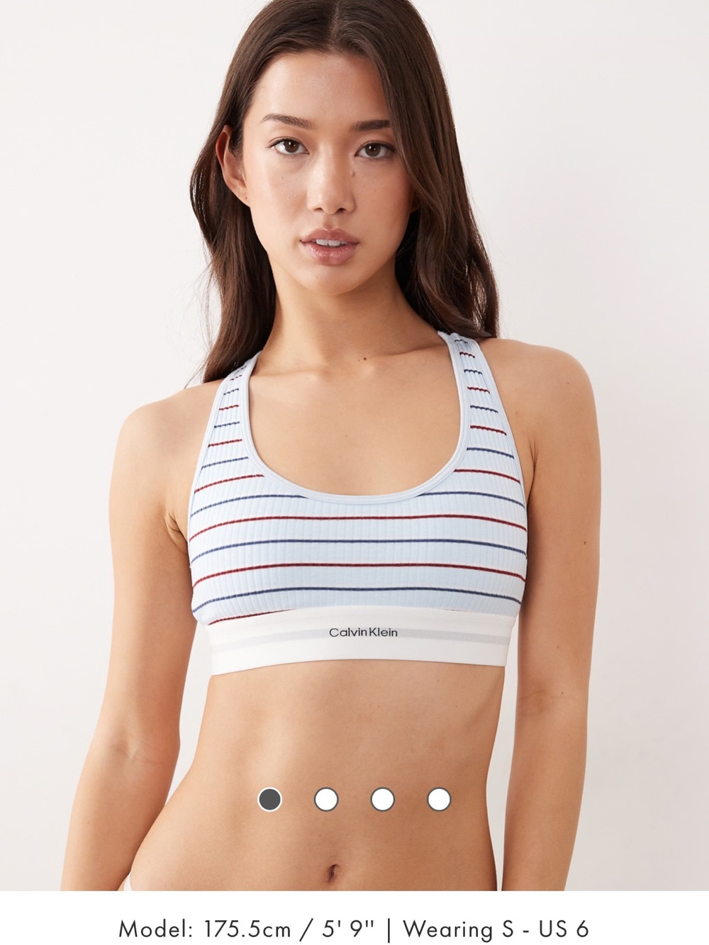 Lot of 2 Calvin Klein Cotton Modal Light Blue Striped Ribbed Sports Bralette Med